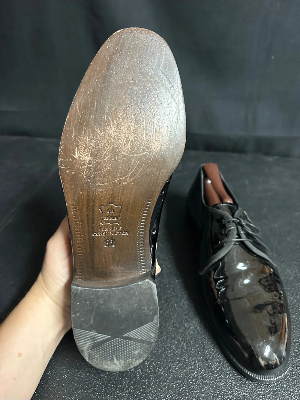 Vito Rufolo Classic Black Patent Leather Men's Dress Oxfords 8.5